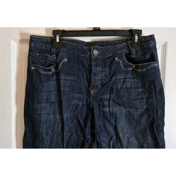 Gitano Womens Denim Jean Shorts Knee Length Below Long Modest Size 14 Dark Wash - Picture 3 of 14